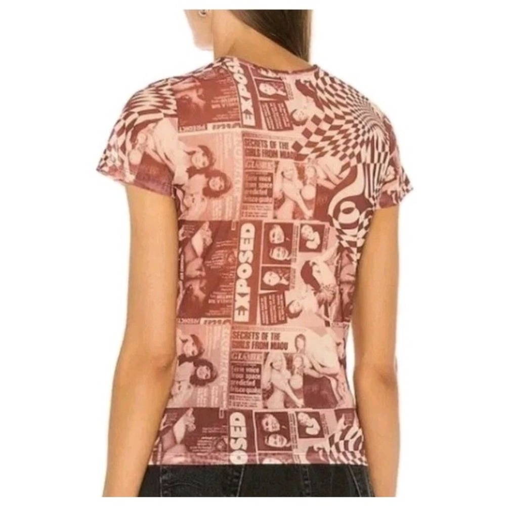 Miaou Mini Mesh Tee in Wanted Vintage Red Shirt Size Small - Picture 2 of 10